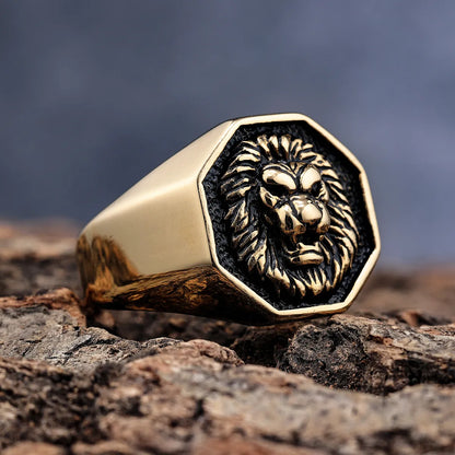 Hip-Hop Streetwear Lion Solid Color 304 Stainless Steel Men'S Rings