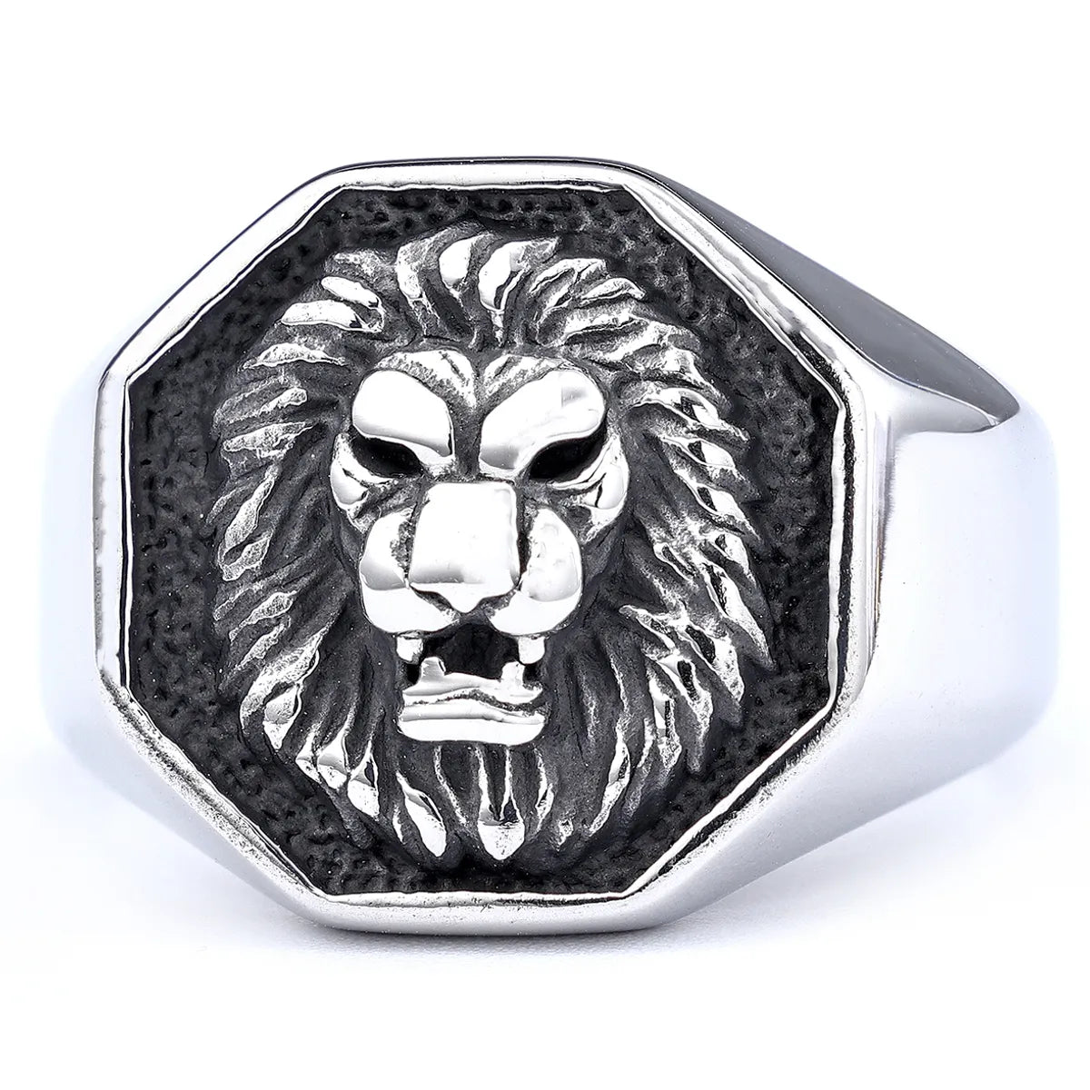 Hip-Hop Streetwear Lion Solid Color 304 Stainless Steel Men'S Rings