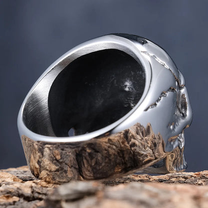 Hip-Hop Streetwear Skull 304 Stainless Steel Carving Men'S Rings