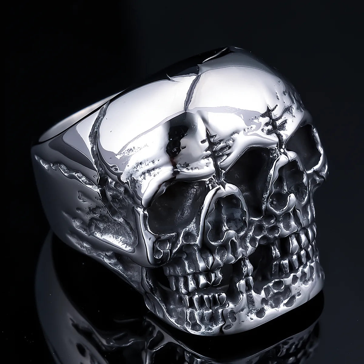 Hip-Hop Streetwear Skull 304 Stainless Steel Carving Men'S Rings