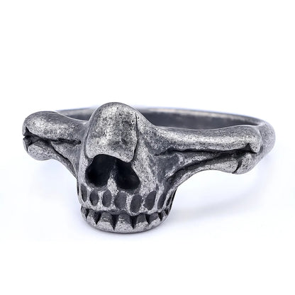 Hip-Hop Streetwear Skull 304 Stainless Steel Carving Men'S Rings