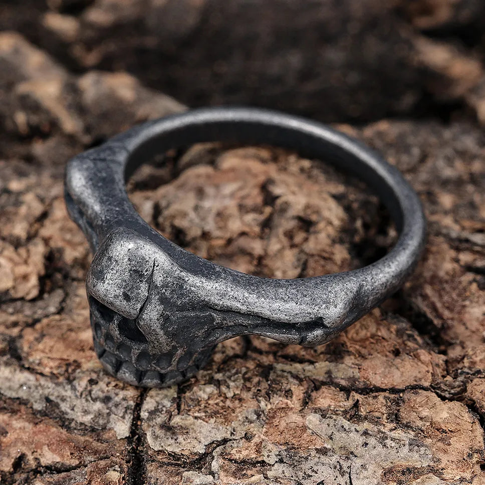 Hip-Hop Streetwear Skull 304 Stainless Steel Carving Men'S Rings