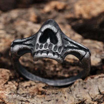 Hip-Hop Streetwear Skull 304 Stainless Steel Carving Men'S Rings