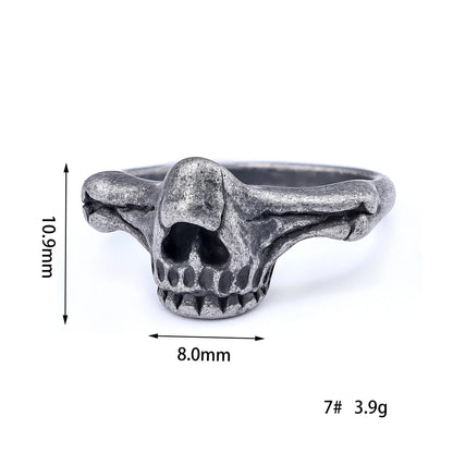 Hip-Hop Streetwear Skull 304 Stainless Steel Carving Men'S Rings