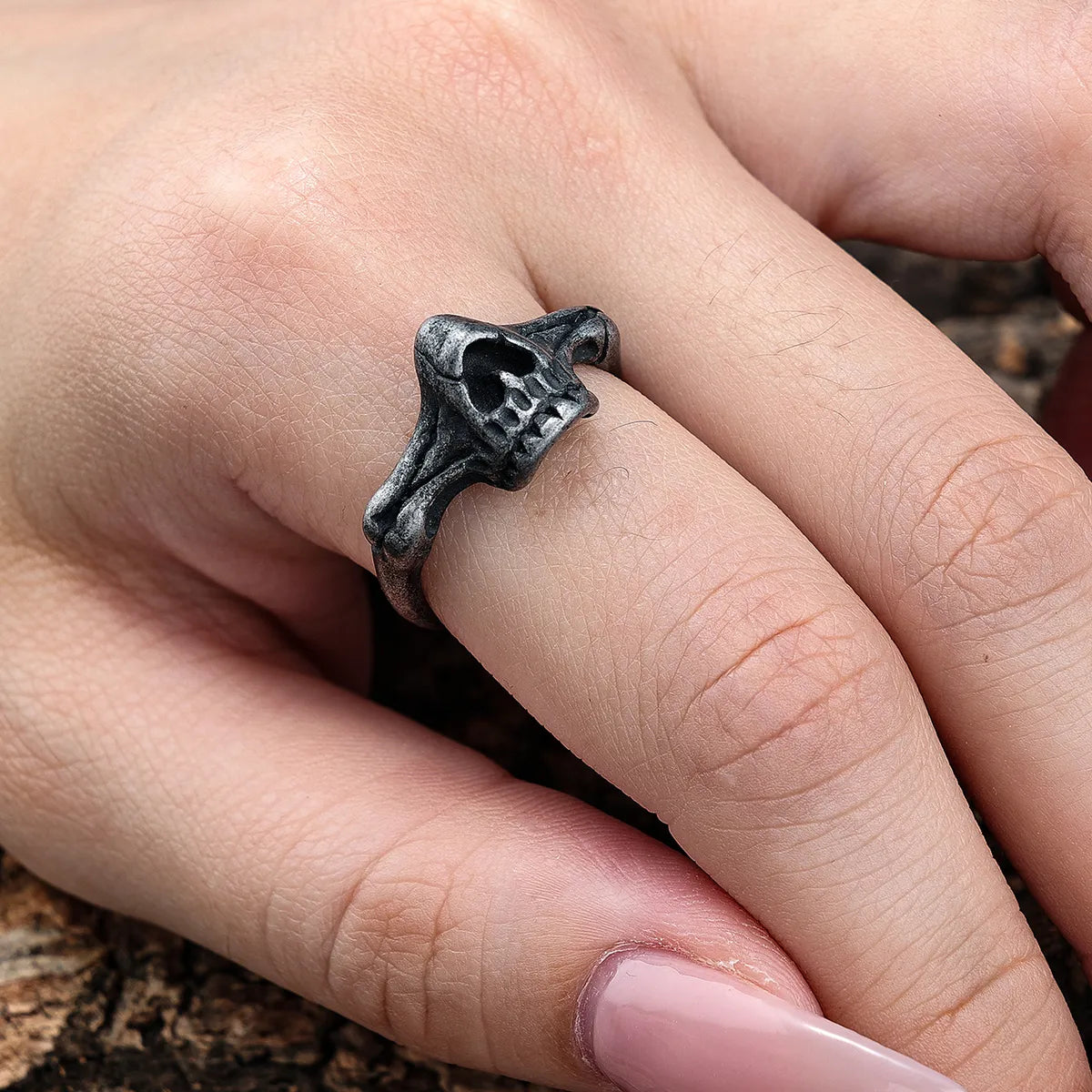 Hip-Hop Streetwear Skull 304 Stainless Steel Carving Men'S Rings