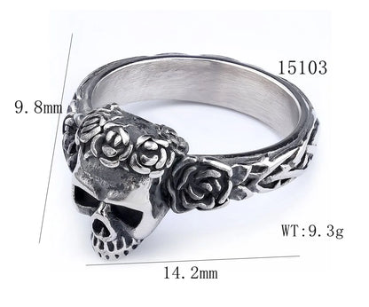 Hip-Hop Streetwear Skull 304 Stainless Steel Men'S Rings