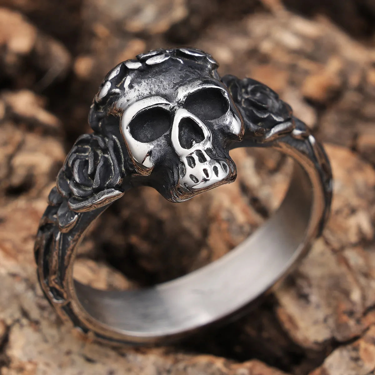 Hip-Hop Streetwear Skull 304 Stainless Steel Men'S Rings