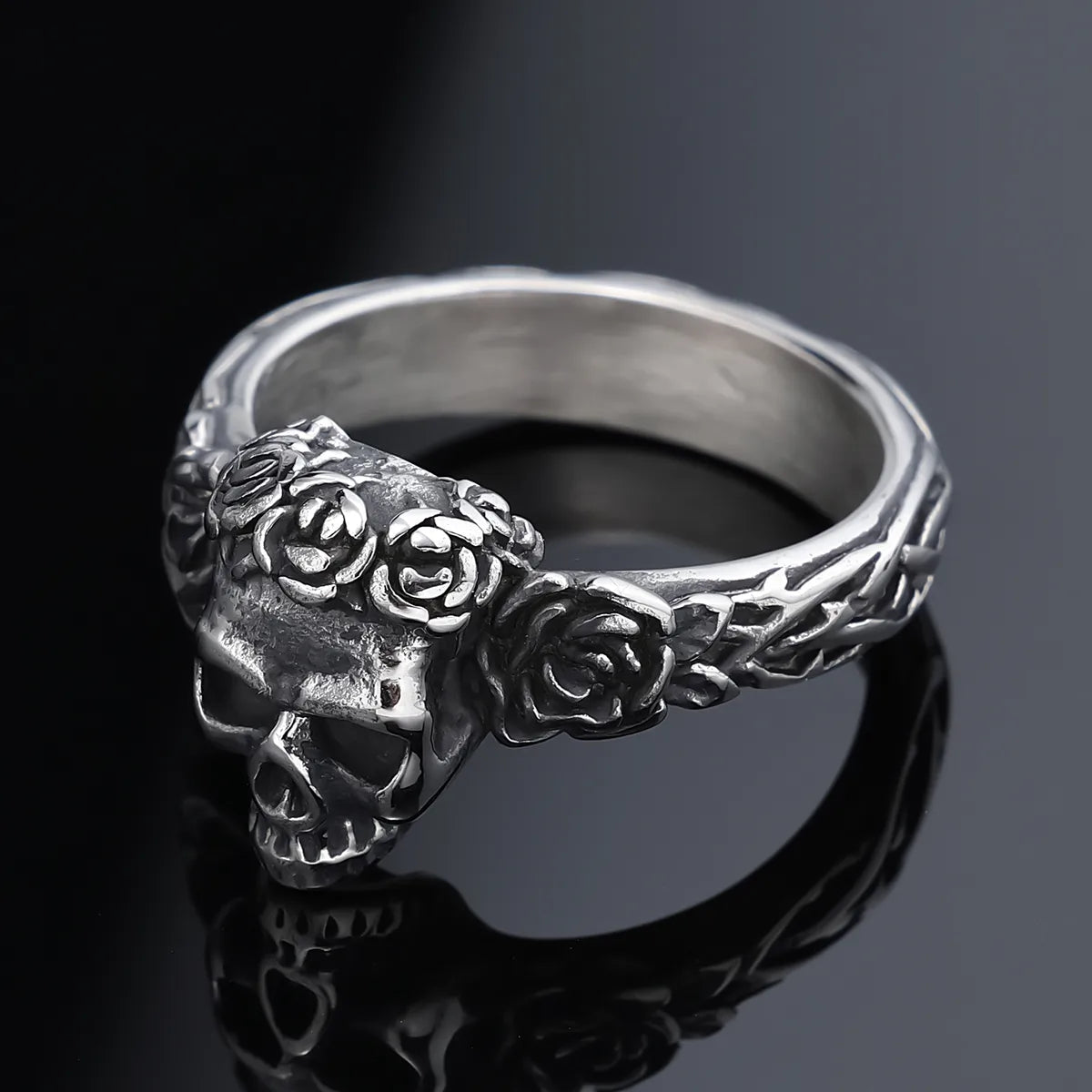 Hip-Hop Streetwear Skull 304 Stainless Steel Men'S Rings