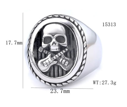 Hip-Hop Streetwear Skull 304 Stainless Steel Titanium Steel Men'S Rings