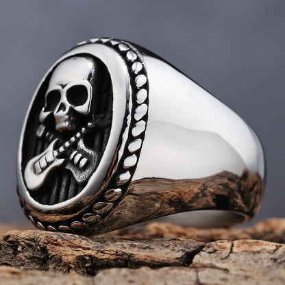 Hip-Hop Streetwear Skull 304 Stainless Steel Titanium Steel Men'S Rings