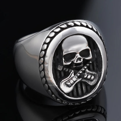 Hip-Hop Streetwear Skull 304 Stainless Steel Titanium Steel Men'S Rings