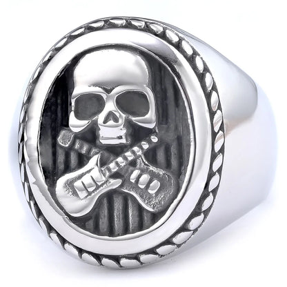 Hip-Hop Streetwear Skull 304 Stainless Steel Titanium Steel Men'S Rings