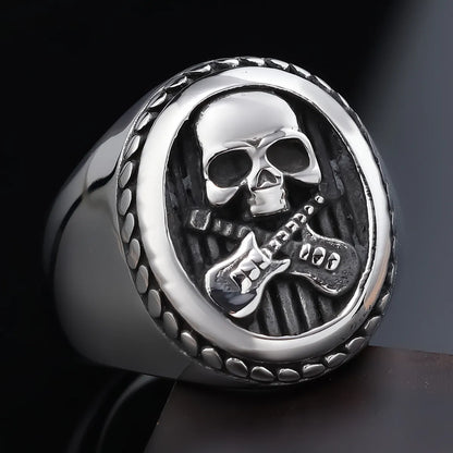 Hip-Hop Streetwear Skull 304 Stainless Steel Titanium Steel Men'S Rings