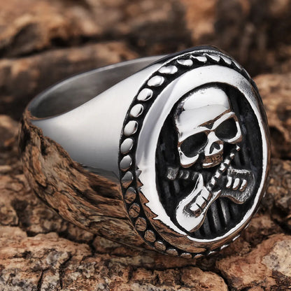 Hip-Hop Streetwear Skull 304 Stainless Steel Titanium Steel Men'S Rings