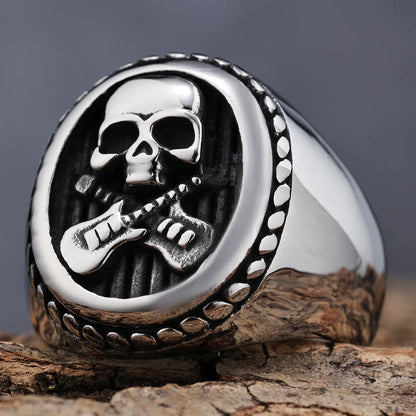 Hip-Hop Streetwear Skull 304 Stainless Steel Titanium Steel Men'S Rings