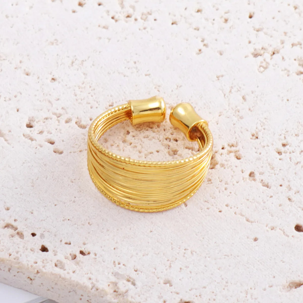 Hip-hop Streetwear Solid Color Copper Shiny Metallic 18k Gold Plated Open Rings