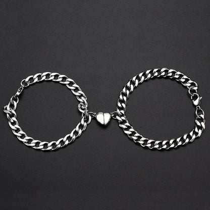 Hip-hop Sun Moon Heart Shape Metal Plating Couple Bracelets 1 Pair