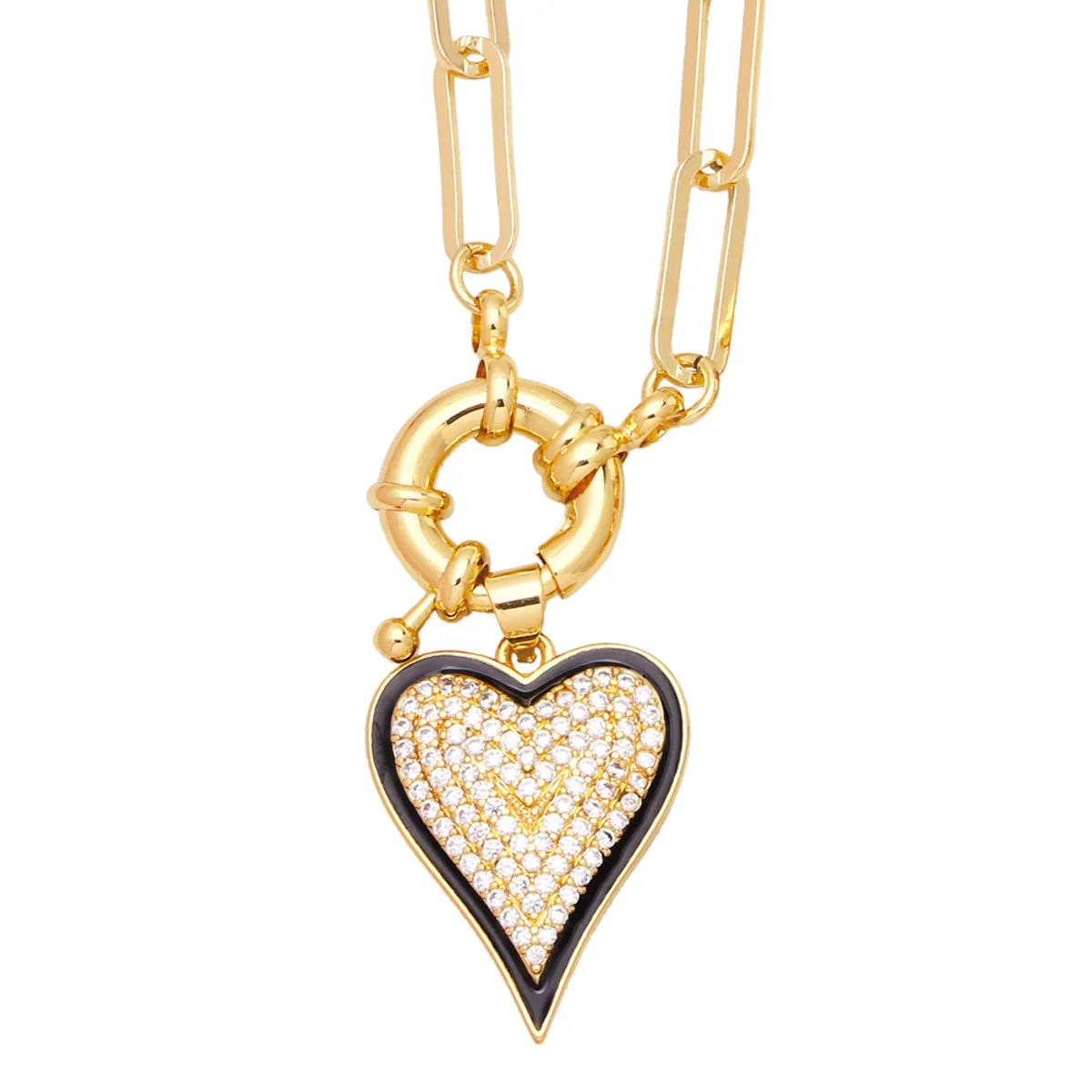 Fashion Heart Copper 18k Gold Plated Necklace In Bulk