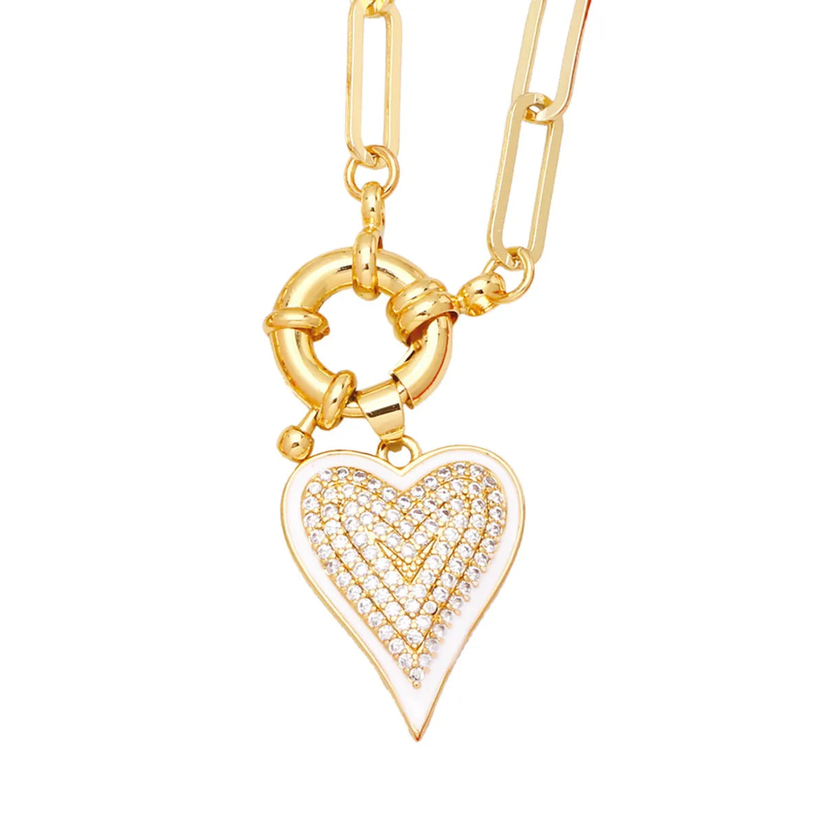 Fashion Heart Copper 18k Gold Plated Necklace In Bulk