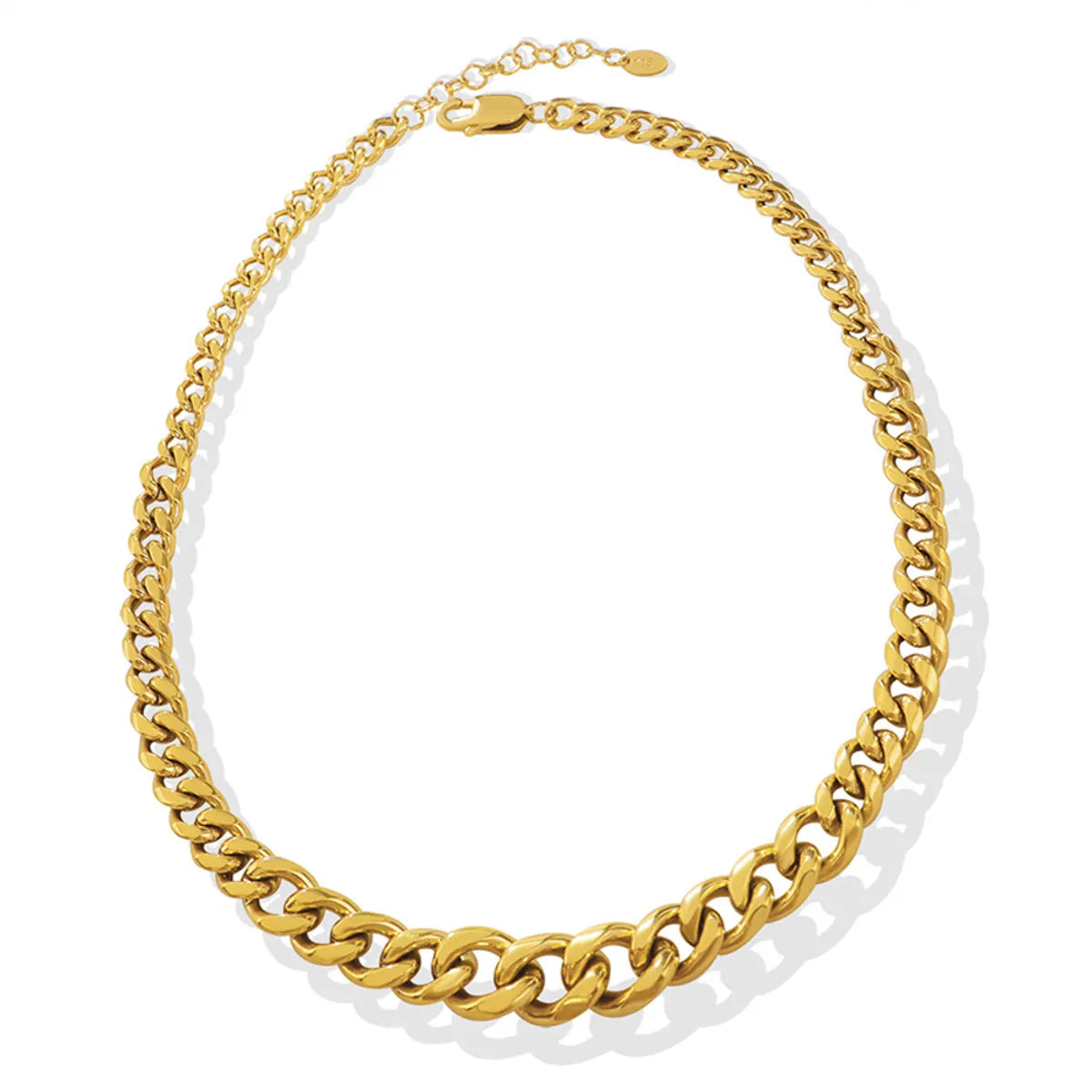 Hip-hop Trendy Exaggerated Titanium Steel Cuban Chain 18k Real Gold Plated Necklace