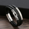 Hip-Hop Twist Stainless Steel Pu Leather Men'S Bangle