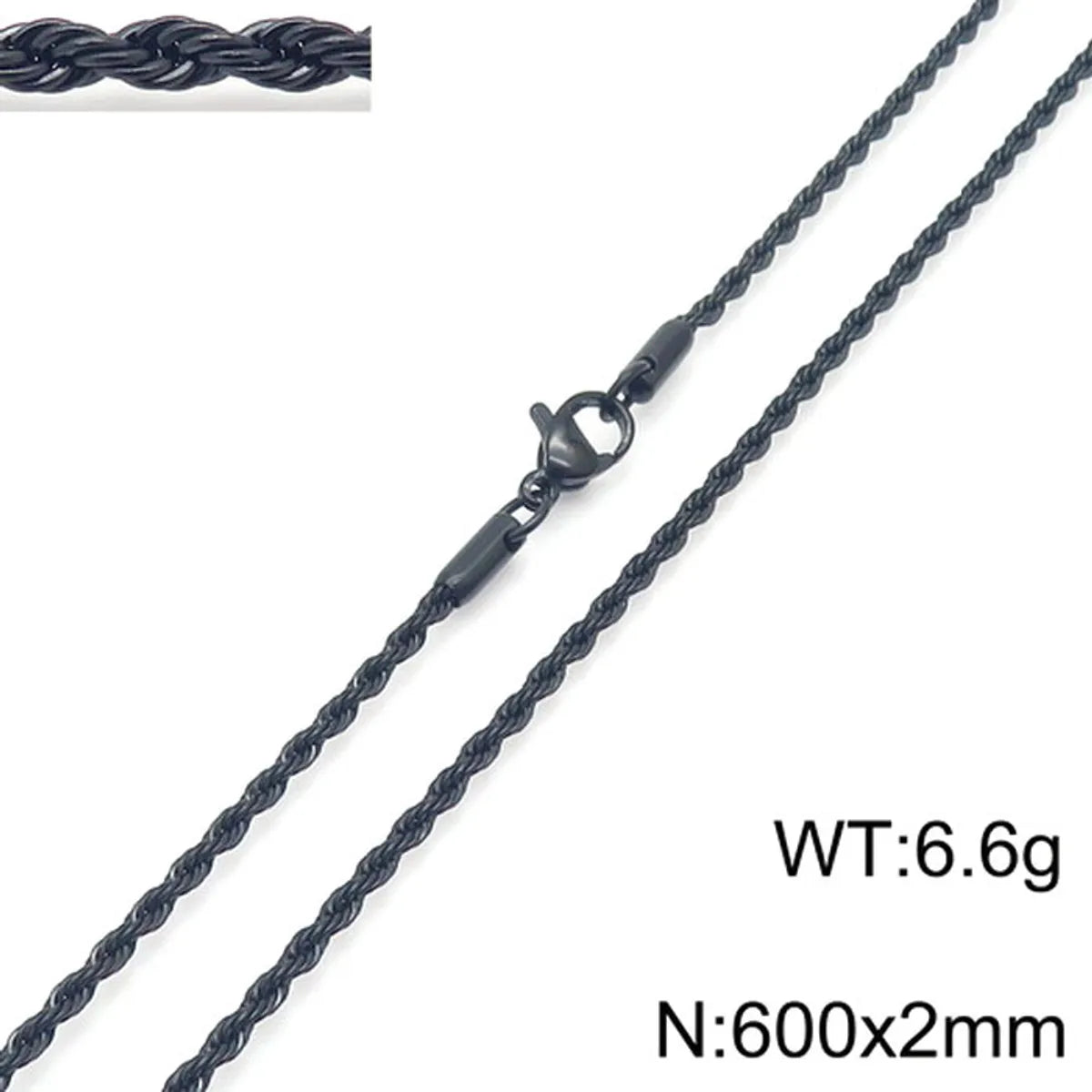 Hip-Hop Twist Titanium Steel Plating Necklace 1 Piece