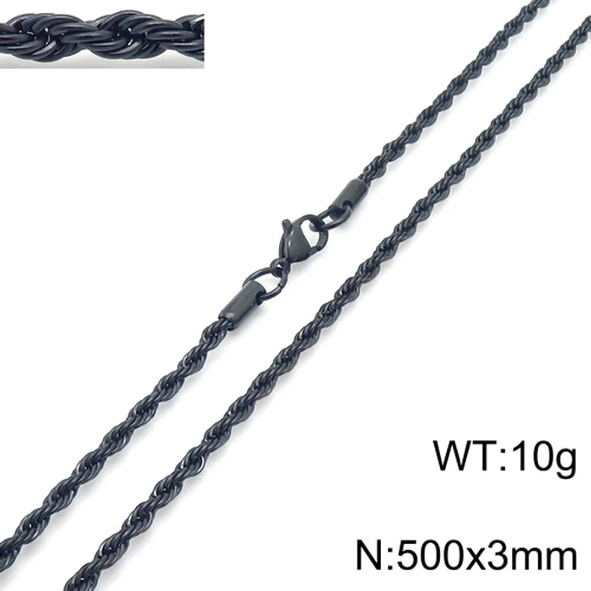 Hip-Hop Twist Titanium Steel Plating Necklace 1 Piece