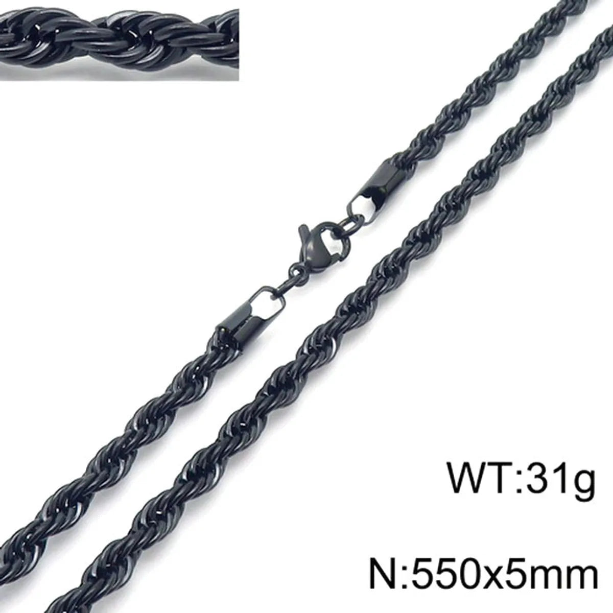 Hip-Hop Twist Titanium Steel Plating Necklace 1 Piece