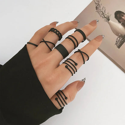 Hip-Hop Vintage Style Geometric Alloy Stoving Varnish Women'S Rings