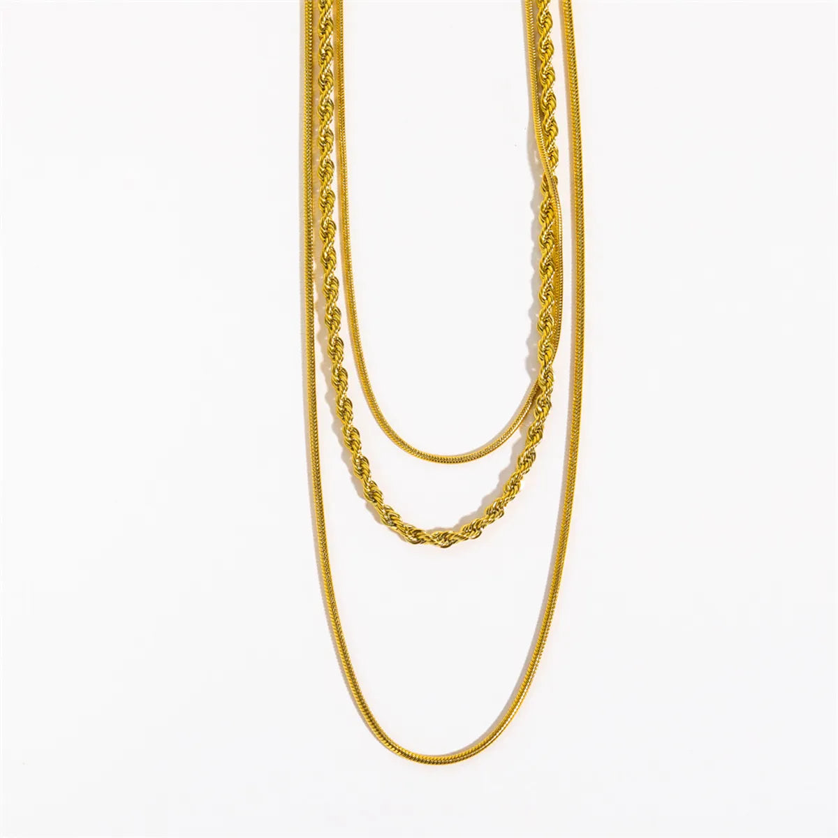 Hip-hop Vintage Style Geometric Solid Color Stainless Steel Plating 18k Gold Plated Layered Necklaces