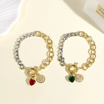 Hip-hop Vintage Style Heart Shape Smiley Face Copper Plating Inlay Zircon Gold Plated Bracelets