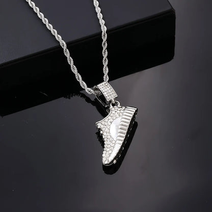 Hip-hop Vintage Style Rock Shoe Stainless Steel Alloy Plating Inlay Zircon Gold Plated Silver Plated Men's Pendant Necklace