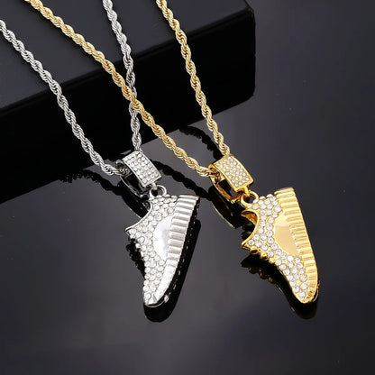 Hip-hop Vintage Style Rock Shoe Stainless Steel Alloy Plating Inlay Zircon Gold Plated Silver Plated Men's Pendant Necklace