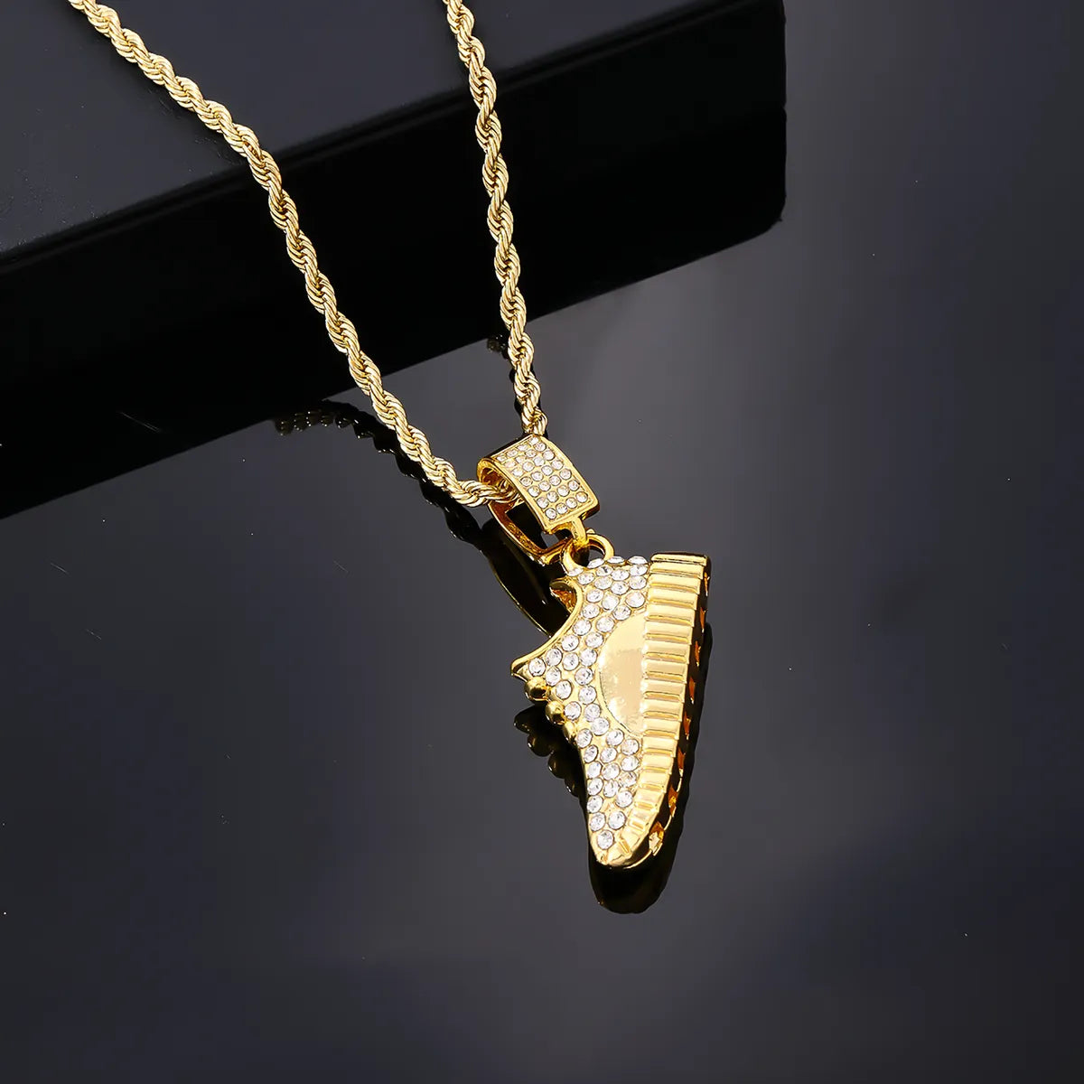 Hip-hop Vintage Style Rock Shoe Stainless Steel Alloy Plating Inlay Zircon Gold Plated Silver Plated Men's Pendant Necklace