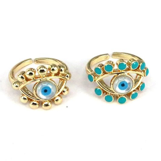 Hip-hop Vintage Style Simple Style Eye Copper Hollow Out Inlay Shell Gold Plated Open Ring