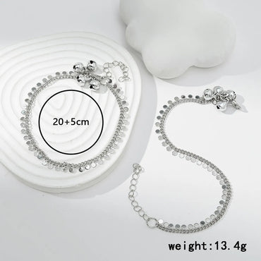 Hip-Hop Vintage Style Simple Style Solid Color Artificial Crystal Plastic Shell Beaded Knitting Plating Silver Plated Women'S Anklet