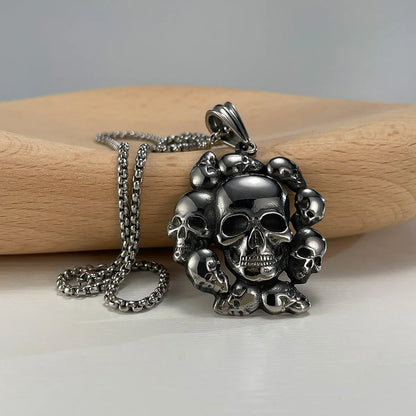 Hip-hop Vintage Style Skull Stainless Steel Pendant Necklace