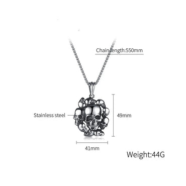 Hip-hop Vintage Style Skull Stainless Steel Pendant Necklace