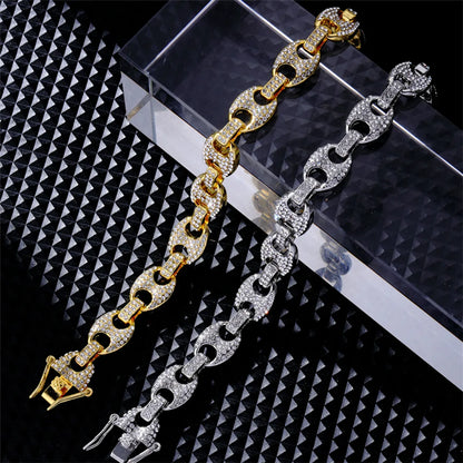 Hip-hop Vintage Style Solid Color Alloy Plating Inlay Rhinestones 18k Gold Plated Silver Plated Men's Bracelets