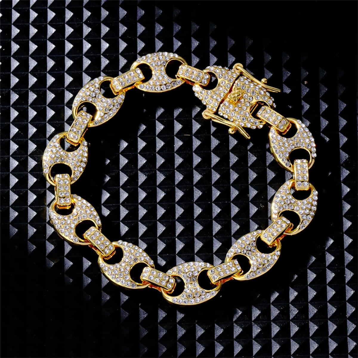 Hip-hop Vintage Style Solid Color Alloy Plating Inlay Rhinestones 18k Gold Plated Silver Plated Men's Bracelets