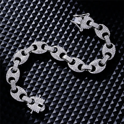 Hip-hop Vintage Style Solid Color Alloy Plating Inlay Rhinestones 18k Gold Plated Silver Plated Men's Bracelets