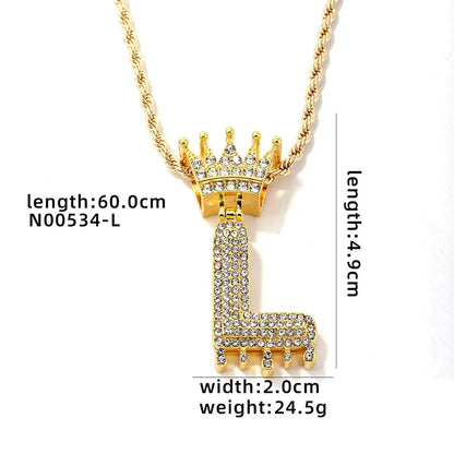 Hip-Hop Water Droplets Crown 304 Stainless Steel Zinc Alloy Inlay Rhinestone Men'S Pendant Necklace