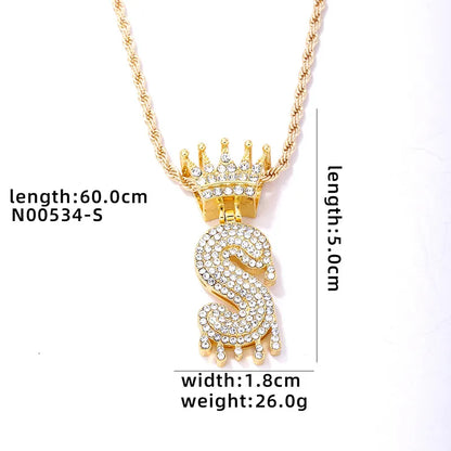 Hip-Hop Water Droplets Crown 304 Stainless Steel Zinc Alloy Inlay Rhinestone Men'S Pendant Necklace