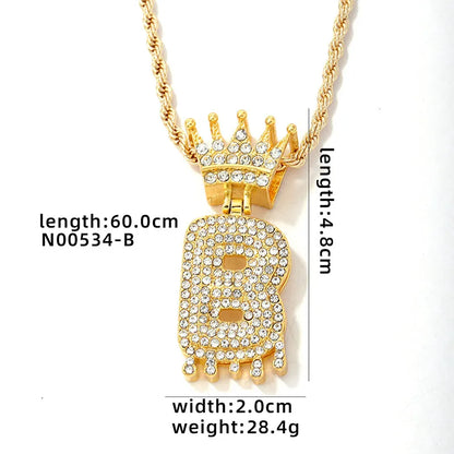 Hip-Hop Water Droplets Crown 304 Stainless Steel Zinc Alloy Inlay Rhinestone Men'S Pendant Necklace