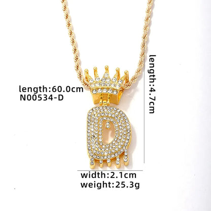 Hip-Hop Water Droplets Crown 304 Stainless Steel Zinc Alloy Inlay Rhinestone Men'S Pendant Necklace