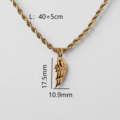 Hip-hop Wings Titanium Steel Plating 18k Gold Plated Men's Pendant Necklace