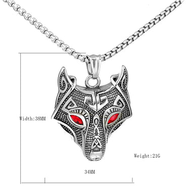 Hip-Hop Wolf Stainless Steel Rhinestones Men'S Pendant Necklace