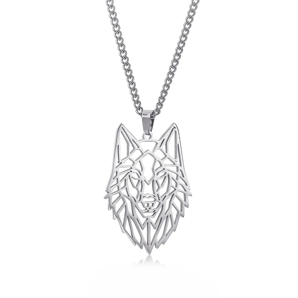 Hip-Hop Wolf Stainless Steel Plating Hollow Out Men'S Pendants Necklace