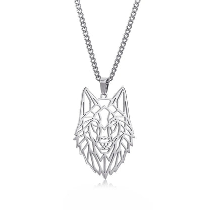 Hip-Hop Wolf Stainless Steel Plating Hollow Out Men'S Pendants Necklace