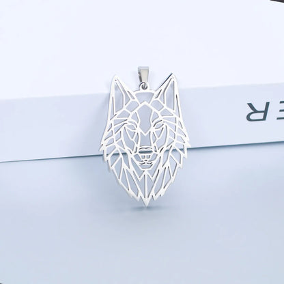 Hip-Hop Wolf Stainless Steel Plating Hollow Out Men'S Pendants Necklace